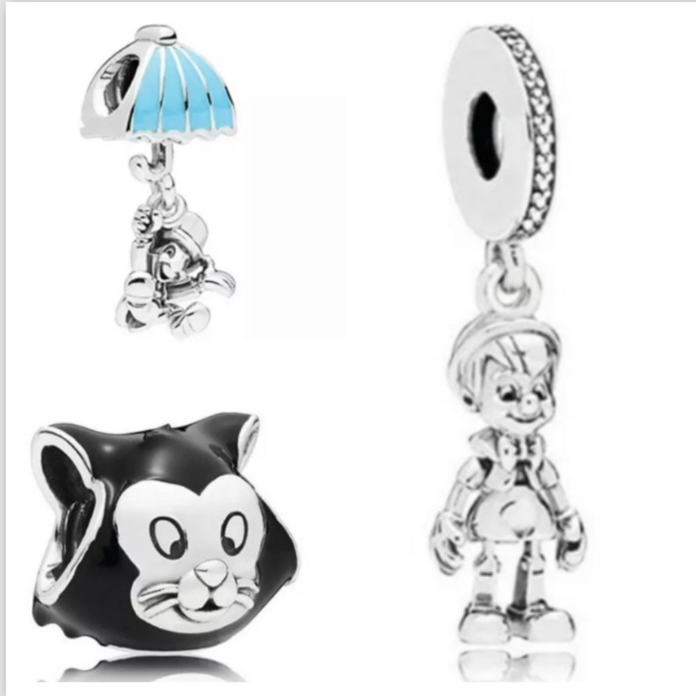 3 Disney Pinocchio Jimmy Cricket Figora Charm Collection Bundle Set /Not Pandora